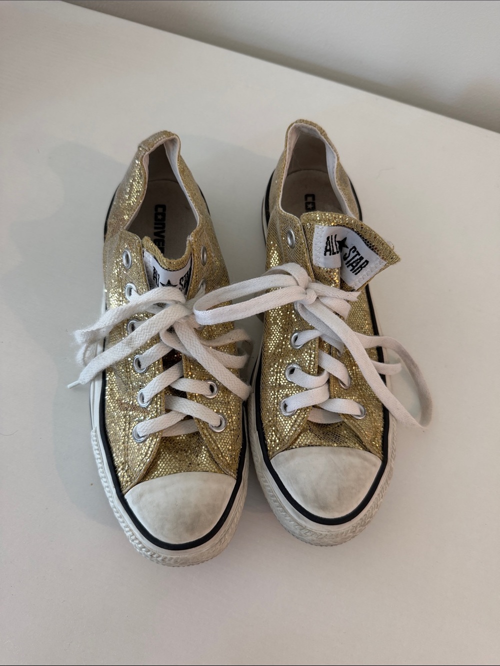 Converse Kids Gold Glitter Low Top Sneakers